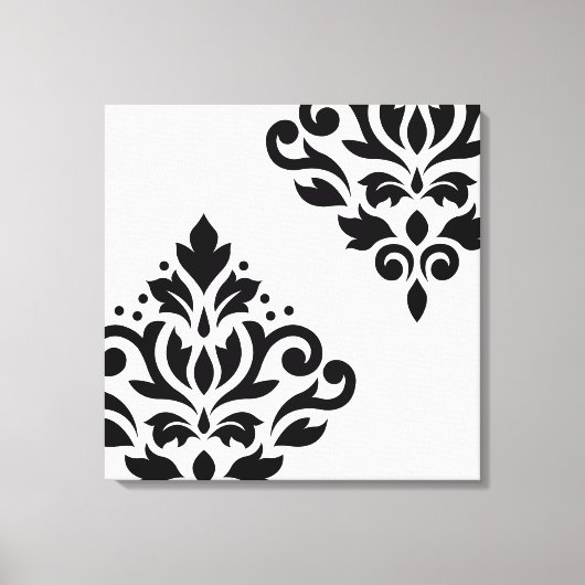 Scroll Damask Art I Black on White キャンバスプリント (正面)