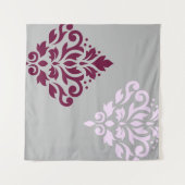 Scroll Damask Art I Plum Pink Gray タペストリー (正面(横))