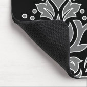 Scroll Damask Art I White Line Gray Black マウスパッド (コーナー)