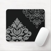 Scroll Damask Art I White Line Gray Black マウスパッド (マウス)