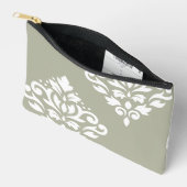 Scroll Damask Art I White on Green アクセサリーポーチ (見開き)