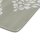 Scroll Damask Art I White on Green カッティングボード (角)