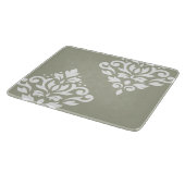 Scroll Damask Art I White on Green カッティングボード (角)