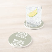 Scroll Damask Art I White on Green コースター (側面)