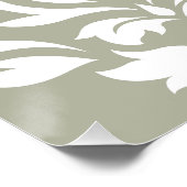 Scroll Damask Art I White on Green ポスター (コーナー)