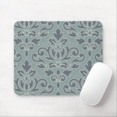 Scroll Damask Lg Pattern (outline) Cream Blue Teal マウスパッド (マウス)