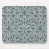 Scroll Damask Lg Pattern (outline) Cream Blue Teal マウスパッド (正面)