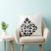 Scroll Damask Off-set I Black on White クッション (椅子)