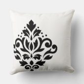 Scroll Damask Off-set I Black on White クッション (裏面)