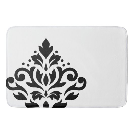Scroll Damask Off-set I Black on White バスマット (正面)