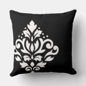Scroll Damask Off-Set I White on Black クッション (裏面)