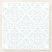 Scroll Damask Teal Pattern ガラスコースター (裏面)