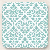 Scroll Damask Teal Pattern コースター (正面)