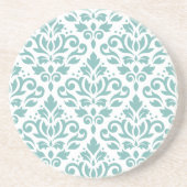 Scroll Damask Teal Pattern コースター (正面)