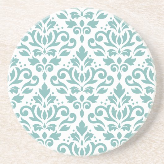 Scroll Damask Teal Pattern コースター (正面)