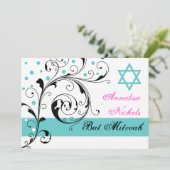 Scroll leaf black, white, aqua & Star of David 招待状 (スタンド正面)