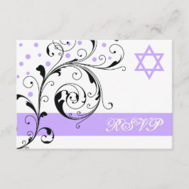 Scroll leaf white purple & Star of David RSVP
