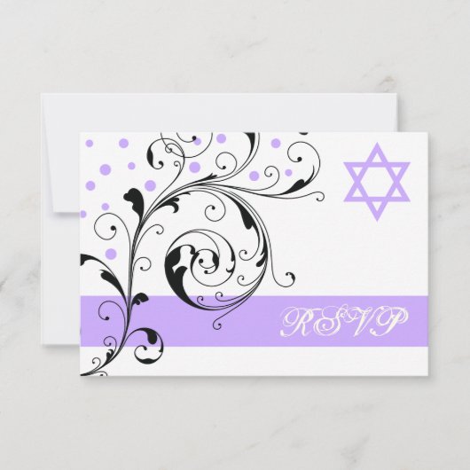 Scroll leaf white purple & Star of David RSVP (正面)