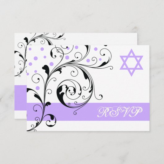 Scroll leaf white purple & Star of David RSVP (正面/裏面)