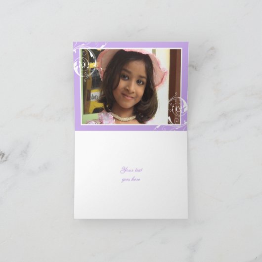 Scroll leaf white purple & Star of David Thank サンキューカード (内部)