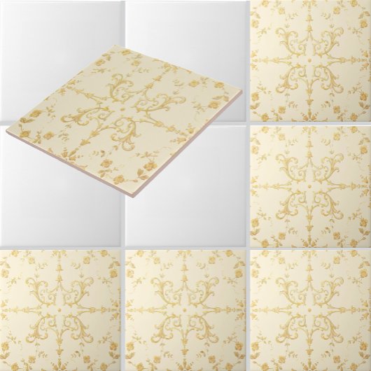 Scrolls of vine and flowers pattern タイル