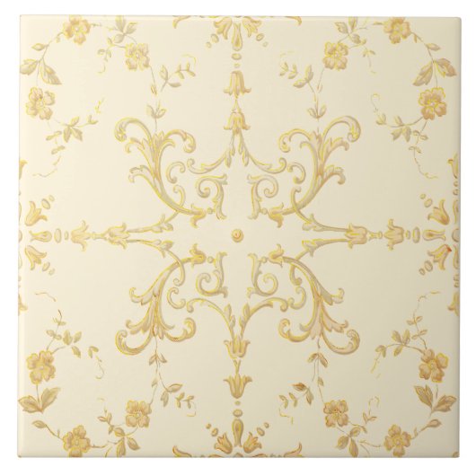 Scrolls of vine and flowers pattern タイル (正面)