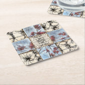 Scrollworkのパネルをはめられた抽象的な絵画 スクエアペーパーコースター (アングル)