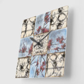 Scrollworkのパネルをはめられた抽象的な絵画 スクエア壁時計 (傾斜)