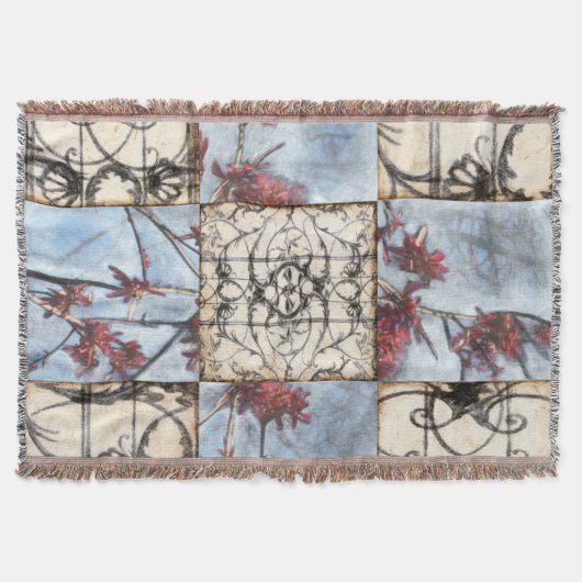 Scrollworkのパネルをはめられた抽象的な絵画 スローブランケット (正面)