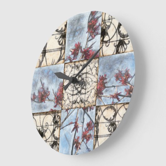 Scrollworkのパネルをはめられた抽象的な絵画 ラージ壁時計 (傾斜)