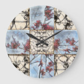 Scrollworkのパネルをはめられた抽象的な絵画 ラージ壁時計 (正面)