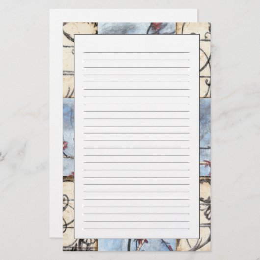 Scrollworkのパネルをはめられた抽象的な絵画 便箋 (正面/裏面)