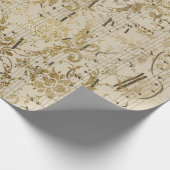 Scrollworkのヴィンテージの金ゴールドの楽譜 ラッピングペーパー (角)