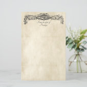 Scrollworkファンシーの古い羊皮紙（名前付き）  便箋 (スタンド正面)