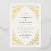 Scrollwork Elegant Vintage Wedding Foil Invitation 箔招待状 (正面)