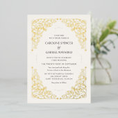 Scrollwork Elegant Vintage Wedding Foil Invitation 箔招待状 (立ち正面)