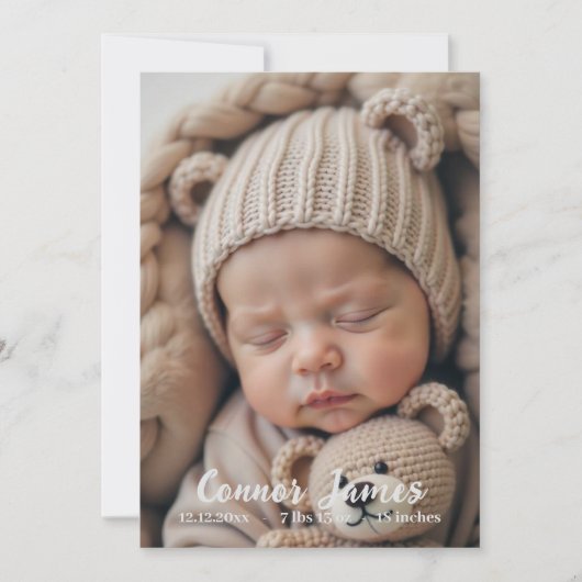 Scrpty生まれたばかりのベビー写真アナウンスメントカード 案内状 (正面)