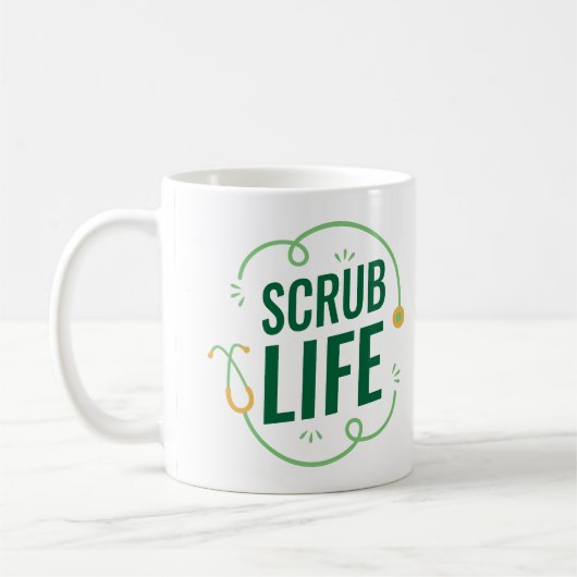 Scrub Life Mug – Fun Gift for Nurses & Medical Sta コーヒーマグカップ (左)