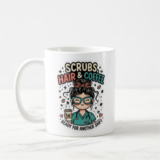 Scrubs Hair and Coffee 面白い看護師のイラスト コーヒーマグカップ