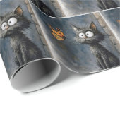 Scruffy Cat Staring at a Butterfly ラッピングペーパー (ロールコーナー)