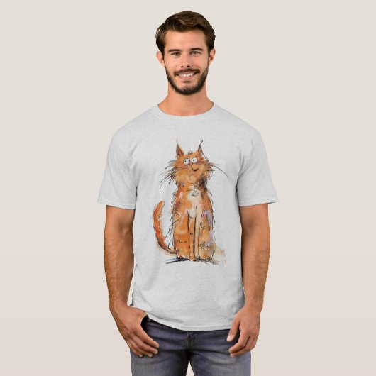 Scruffy Orange Cat Whimsical Quirky Tシャツ (正面フル)