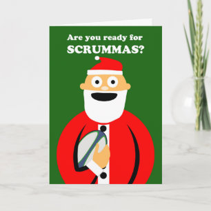 Scrummasのクリスマスのラグビーはテーマ、サンタを遊ばします シーズンカード
