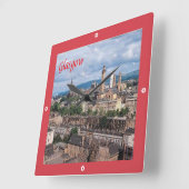 SCT003 GLASGOW，スコットランド， スクエア壁時計 (傾斜)