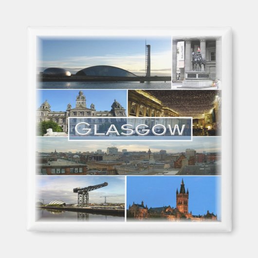 SCT007 GLASGOW，スコットランド，冷蔵庫 マグネット (正面)
