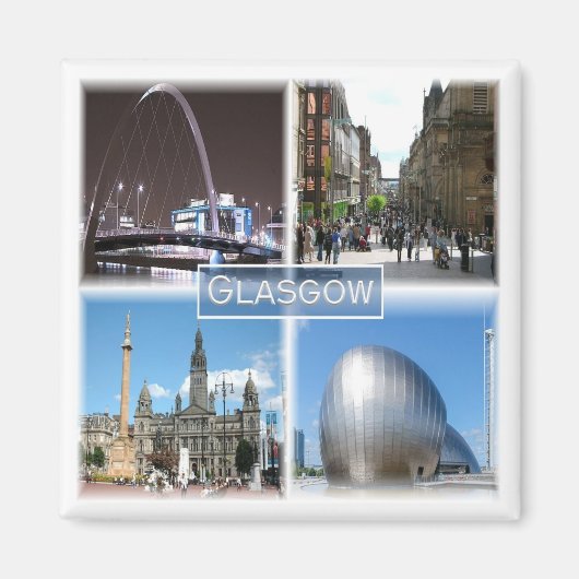 SCT009 GLASGOW，スコットランド，冷蔵庫 マグネット (正面)