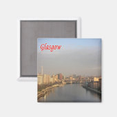 SCT017 GLASGOWスカイライン、スコットランド、冷蔵庫 マグネット (正面/裏面)