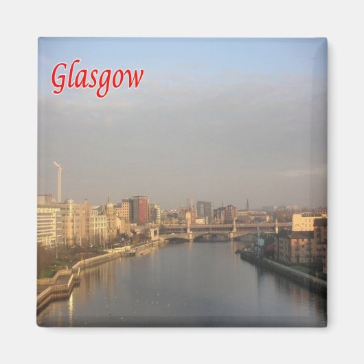 SCT017 GLASGOWスカイライン、スコットランド、冷蔵庫 マグネット (正面)