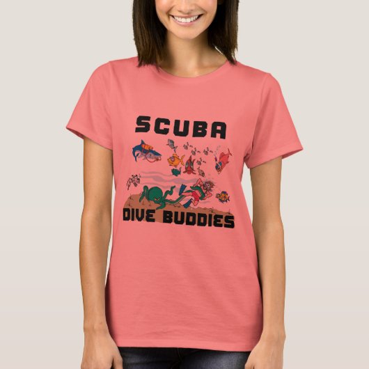 SCUBAダイブおもしろいバディの女性 Tシャツ (正面)