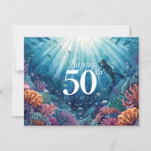 Scuba 50th birthday underwater birthday card  カード (正面)