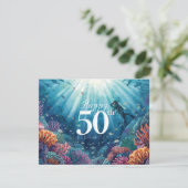 Scuba 50th birthday underwater birthday card  カード (スタンド正面)